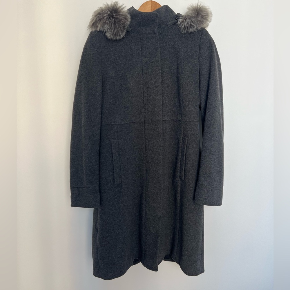 Gerry Weber NWOT Wool Cashmere Coat Faux Fur Hood – EU 36 / US S